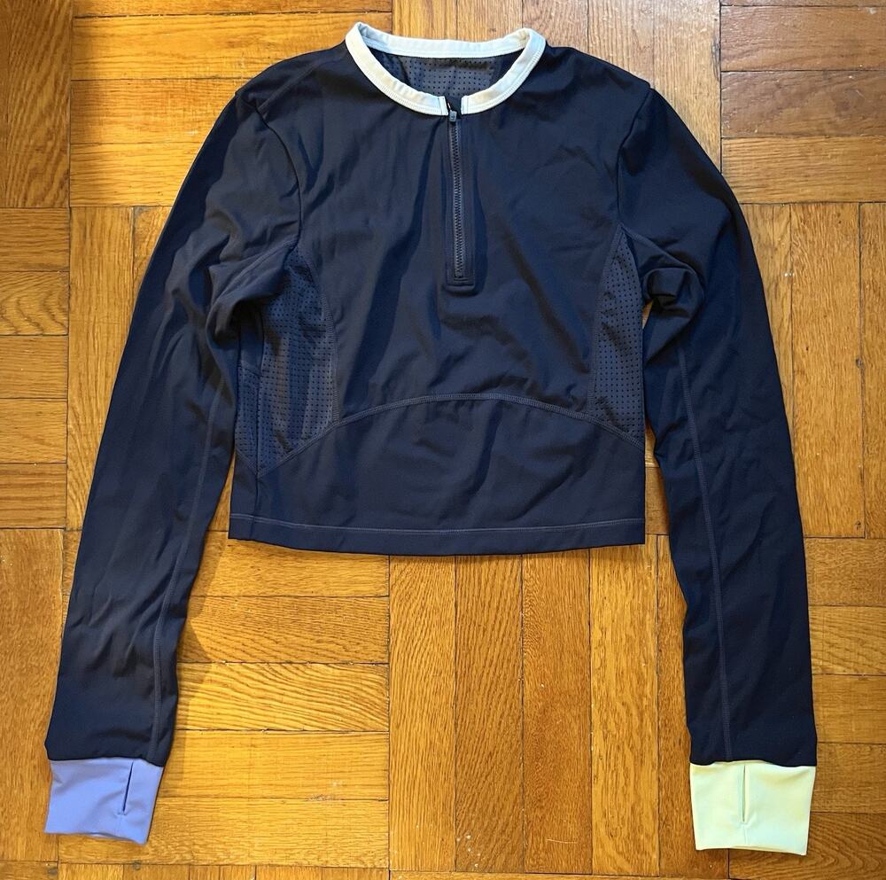 Sweaty Betty Crop Jacket Womens Small Blue Power Vented Long Sleeve Pullover